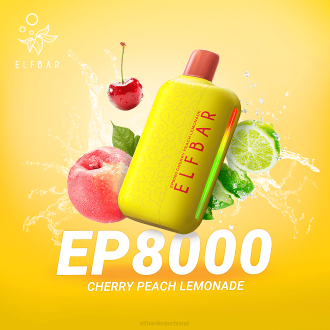 ELFBAR Einweg-Vape neue ep8000 Puffs BFRR58 Kirsch-Pfirsich-Limonade