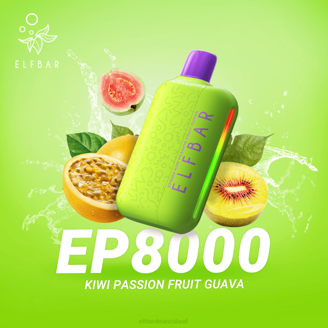 ELFBAR Einweg-Vape neue ep8000 Puffs BFRR60 Kiwi, Passionsfrucht, Guave