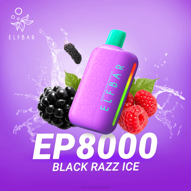 ELFBAR Einweg-Vape neue ep8000 Puffs BFRR70 schwarzes Razz-Eis