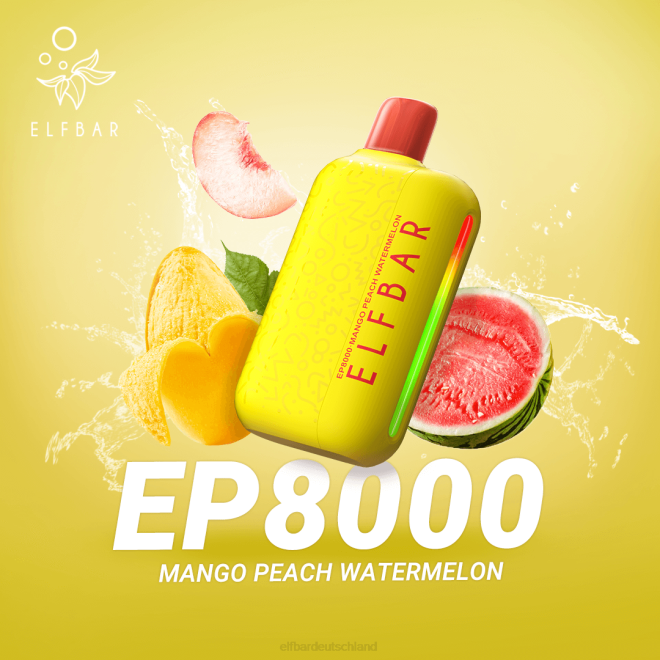 ELFBAR Einweg-Vape neue ep8000 Puffs BFRR71 Mango-Pfirsich-Wassermelone