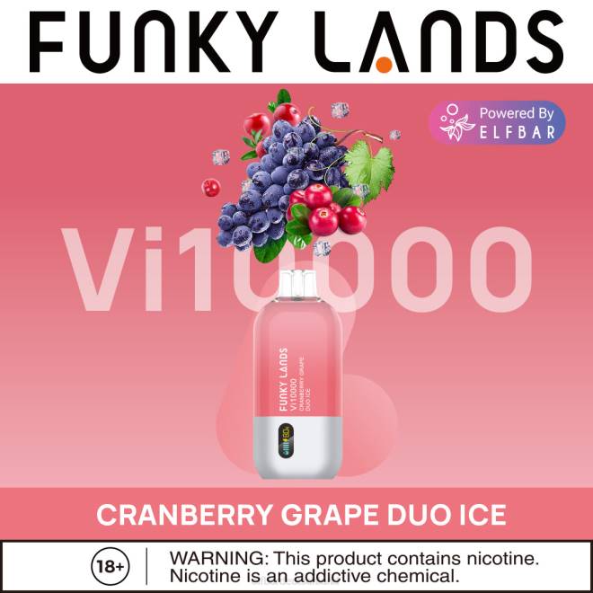 ELFBAR Funky Lands Best Flavour Einweg-Vape VI10000 Iced-Serie BFRR156 Cranberry-Trauben-Duo-Eis