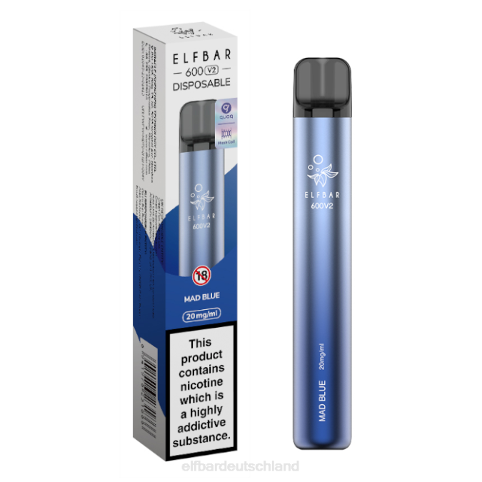 Elfbar 600v2 Einweg-Vaporizer – 20 mg 248J20 verrücktes Blau