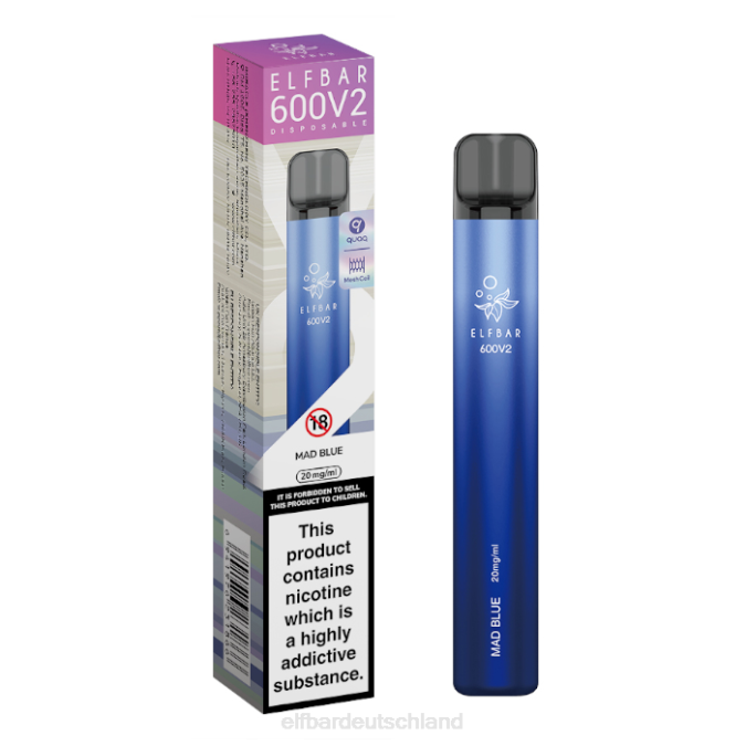 Elfbar 600v2 Einweg-Vaporizer – 20 mg 248J20 verrücktes Blau