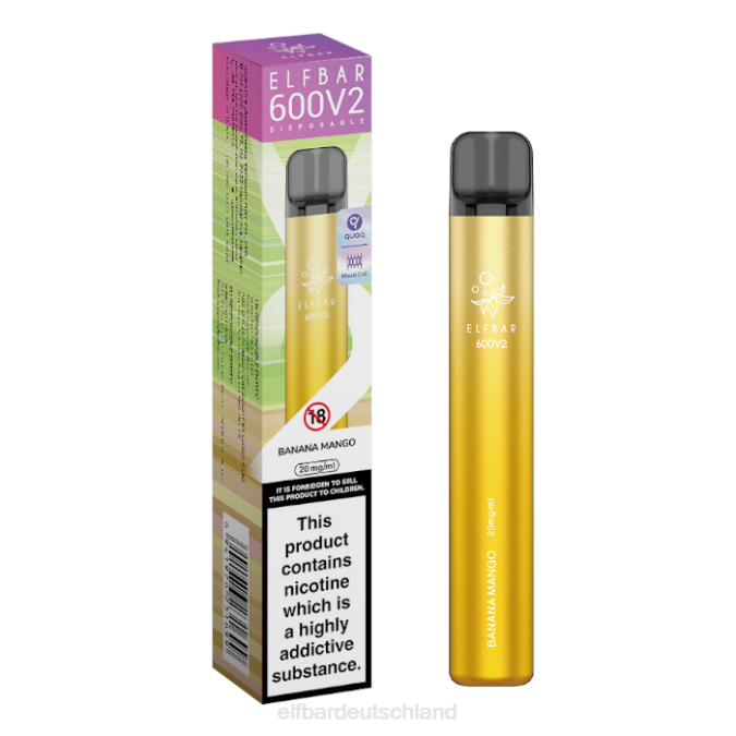 Elfbar 600v2 Einweg-Vaporizer – 20 mg 248J22 Bananen-Mango