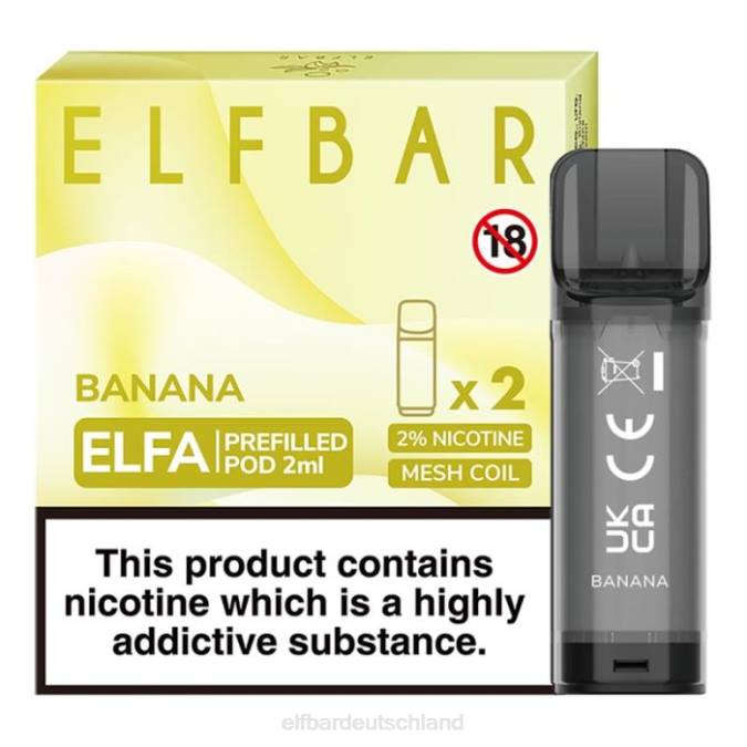 Elfbar Elfa vorgefüllte Kapsel – 2 ml – 20 mg (2 Packungen) 248J105 Banane