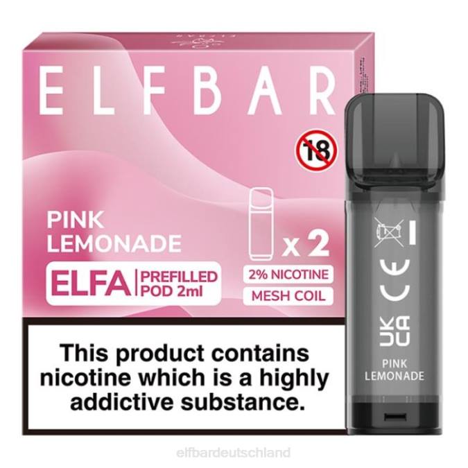 Elfbar Elfa vorgefüllte Kapsel – 2 ml – 20 mg (2 Packungen) 248J111 pinke Limonade