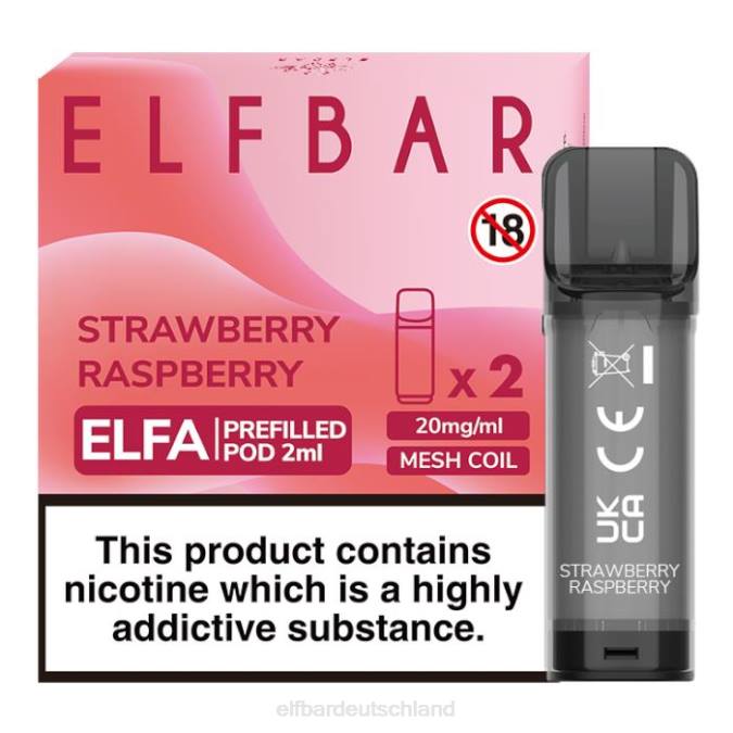 Elfbar Elfa vorgefüllte Kapsel – 2 ml – 20 mg (2 Packungen) 248J112 Erdbeer-Himbeere