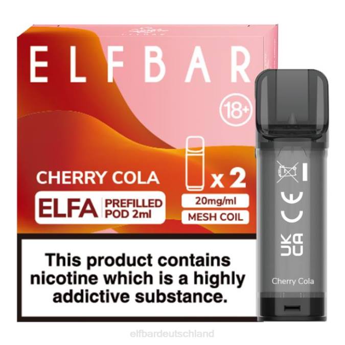 Elfbar Elfa vorgefüllte Kapsel – 2 ml – 20 mg (2 Packungen) 248J113 Kirschcola