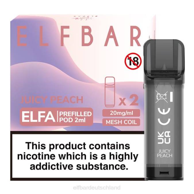 Elfbar Elfa vorgefüllte Kapsel – 2 ml – 20 mg (2 Packungen) 248J125 saftiger Pfirsich