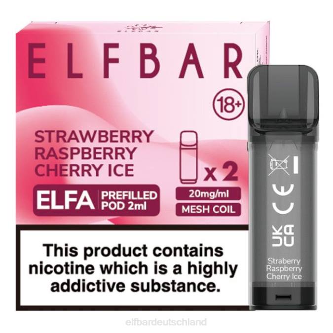 Elfbar Elfa vorgefüllte Kapsel – 2 ml – 20 mg (2 Packungen) 248J129 Erdbeer-Himbeer-Kirsch-Eis