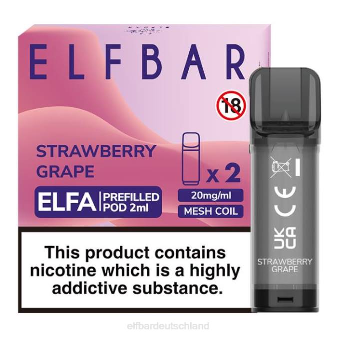 Elfbar Elfa vorgefüllte Kapsel – 2 ml – 20 mg (2 Packungen) 248J130 Erdbeertraube