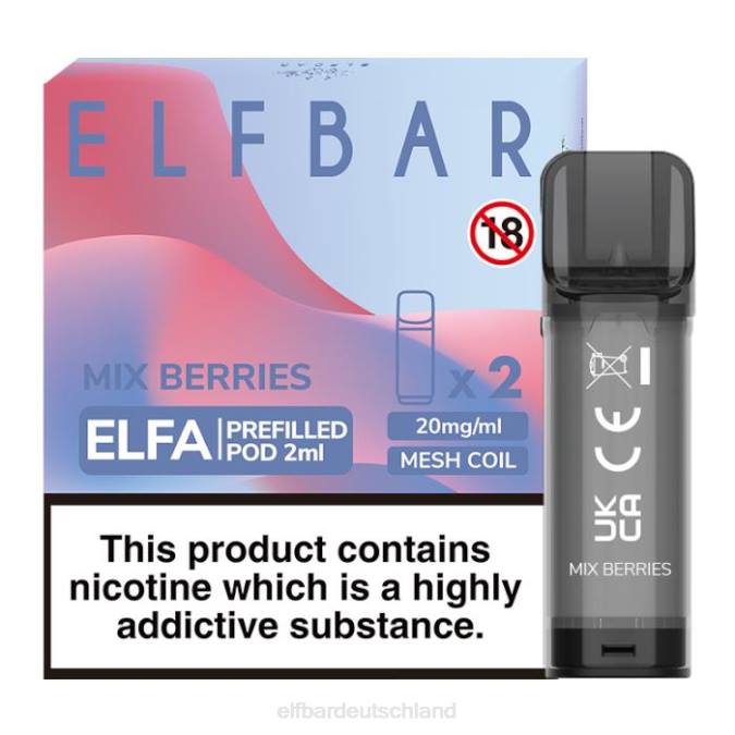 Elfbar Elfa vorgefüllte Kapsel – 2 ml – 20 mg (2 Packungen) 248J132 Beeren mischen