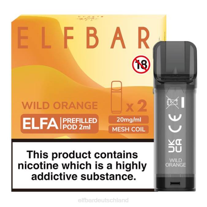 Elfbar Elfa vorgefüllte Kapsel – 2 ml – 20 mg (2 Packungen) 248J133 wilde Orange