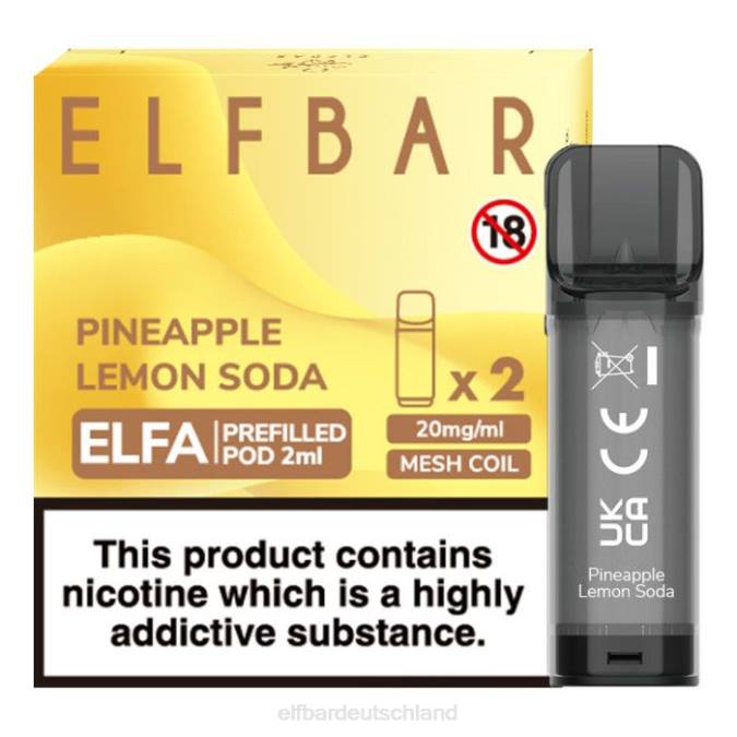 Elfbar Elfa vorgefüllte Kapsel – 2 ml – 20 mg (2 Packungen) 248J134 Ananas-Zitronen-Soda